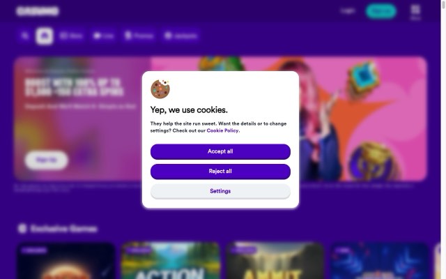 Casumo online casino homepage screenshot